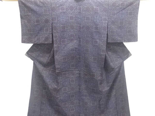 SALE!! JAPANESE KIMONO / ANTIQUE HANA-SHUKKO-MON ORI-DASHI TSUMUGIHITOE KIMON
