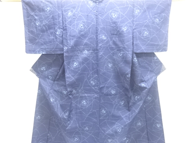 SALE!! JAPANESE KIMONO / ANTIQUE ABSTRACT ROSE PATTERN WOVEN TSUMUGIHITOE KIM