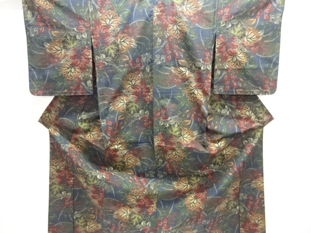 SALE!! JAPANESE KIMONO / HITOE TOKAMACHI TSUMUGI / WOVEN LEAF 