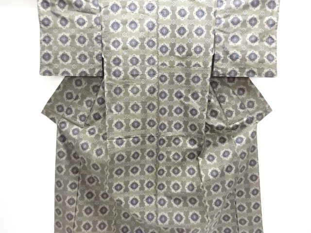 SALE!! JAPANESE KIMONO / ENSEMBLE / MURAYAMA OSHIMA TSUMUGI / WOVEN FLOWER CREST 