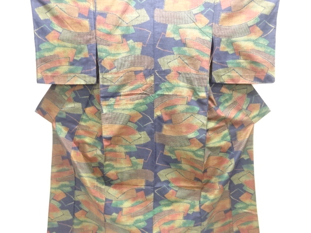 SALE!! JAPANESE KIMONO / ANTIQUE GROUND PAPER PATTERN WOVEN TOKAMACHI TSUMUGI