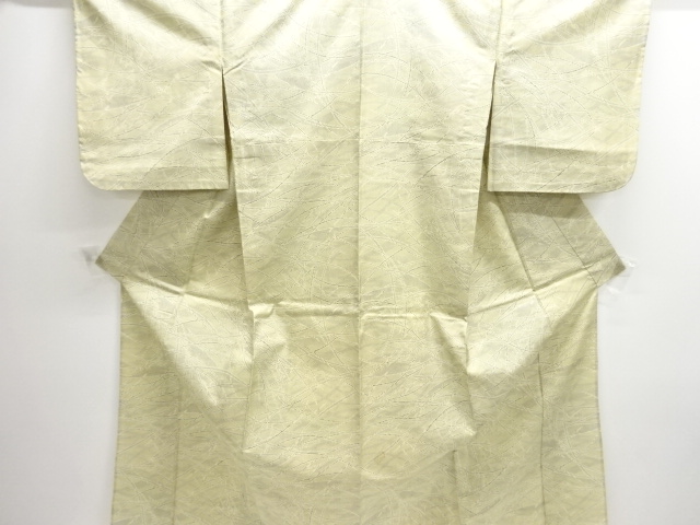 SALE!! JAPANESE KIMONO / ANTIQUE GRASS LEAF PATTERN AUTHENTIC OSHIMA TSUMUGI 