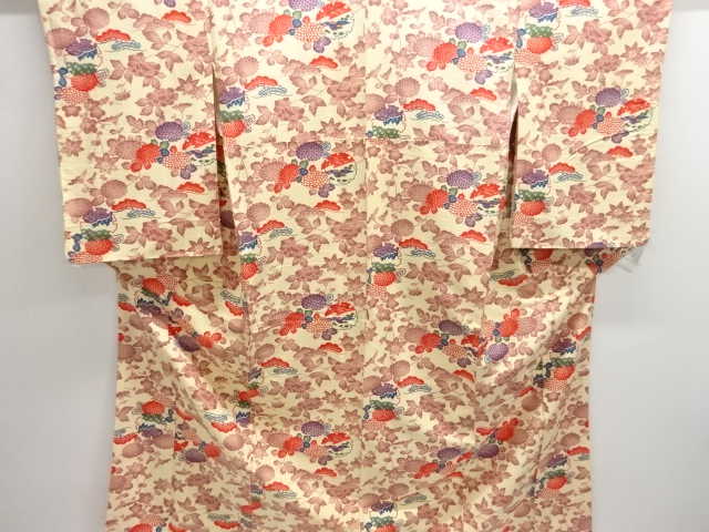 SALE!! JAPANESE KIMONO / ANTIQUE KATAZOME SNOW RING / FLORAL PATTERNS JODAI T