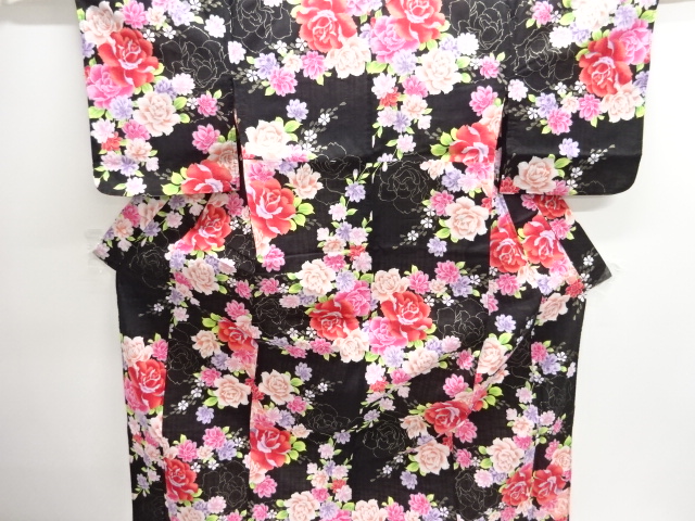 SALE!! JAPANESE KIMONO / ROSE PATTERN YUKATA / ROSE PATTERN