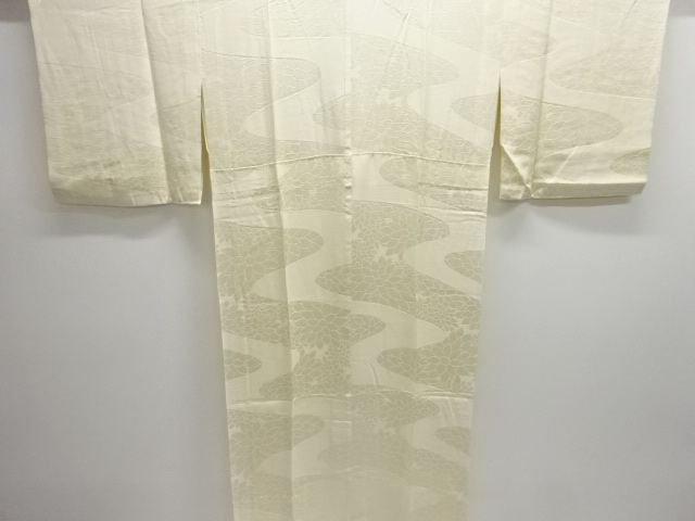 SALE!! JAPANESE KIMONO / HITOE JUBAN / WOVEN STREAM WATER & KIKU 