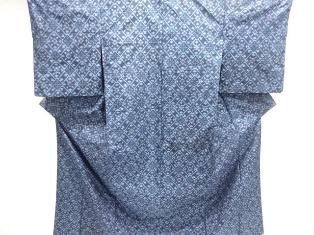 SALE!! JAPANESE KIMONO / TSUMUGI KIMONO / DIAMOND-SHAPED ABSTRACT FLORAL PATT