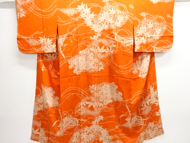 SALE!! JAPANESE KIMONO / ANTIQUE MON KINSHA PEONY / MAPLE PATTERN JUBAN