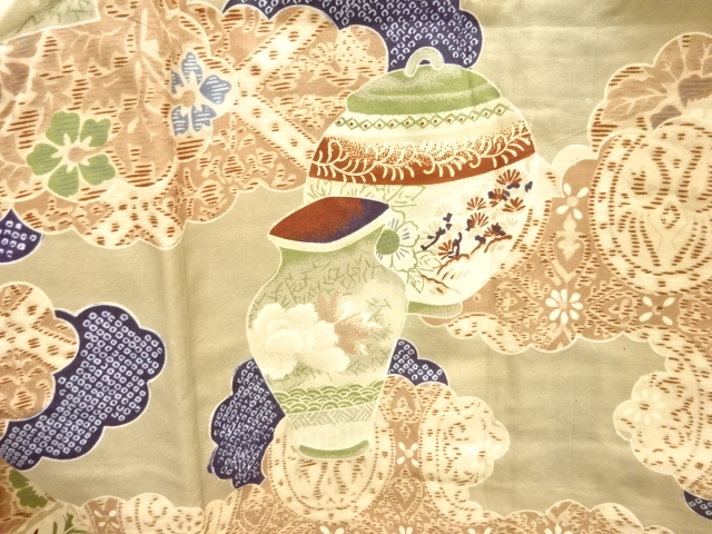 SALE!! JAPANESE KIMONO / ANTIQUE CERAMIC PATTERN JUBAN