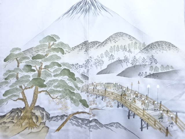 SALE!! JAPANESE KIMONO / ANTIQUE WISTERIA / PINE · DAIMYO PROCESSION PATTERN 