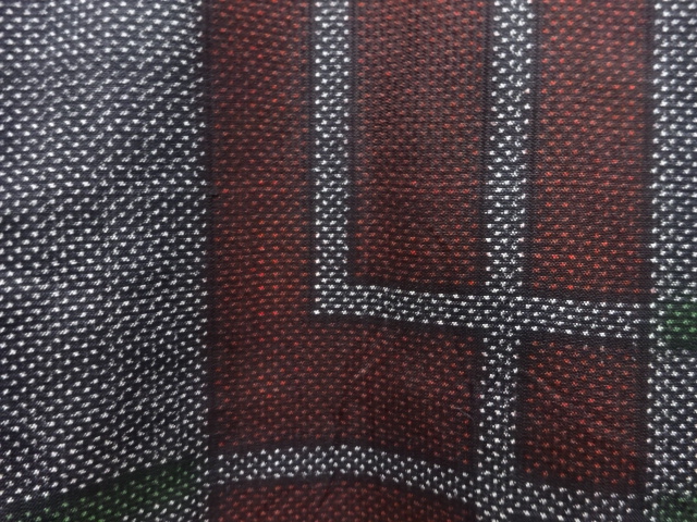 SALE!! JAPANESE KIMONO / ANTIQUE GEOMETRIC PATTERN WOVEN DORO OSHIMA TSUMUGI 