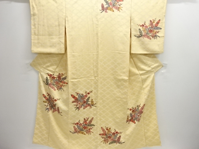 SALE!! JAPANESEKIMONO / ANTIQUE AUTHENTIC RYUKYU BINGATA KIMONO / PINE / BAMB
