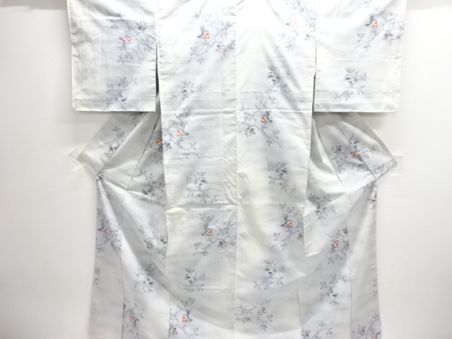 SALE!! JAPANESE KIMONO / TSUMUGI KIMONO / BIRD PATTERN WOVEN THE BRANCHES / L