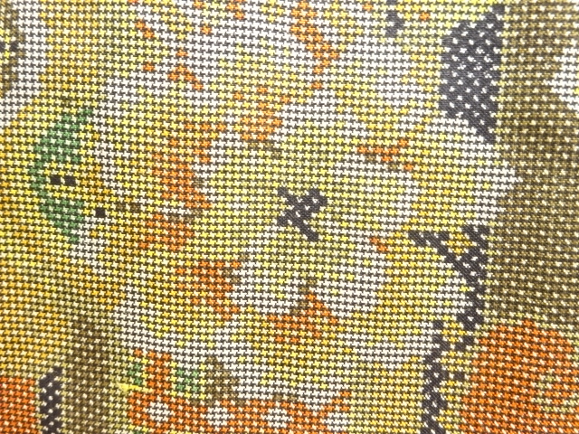 SALE!! JAPANESE KIMONO / ANTIQUE HANAMON / ARABESQUE PATTERN WOVEN AUTHENTIC 