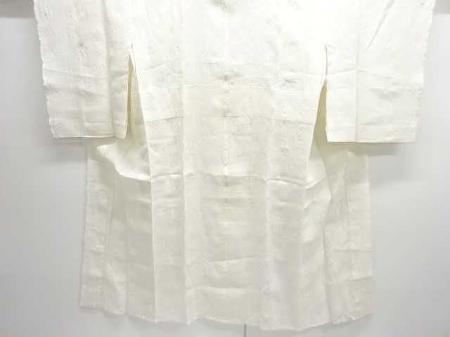 JAPANESE KIMONO / ANTIQUE PURE LINEN OPENWORK WEAVE ABSTRACT FISH PATT