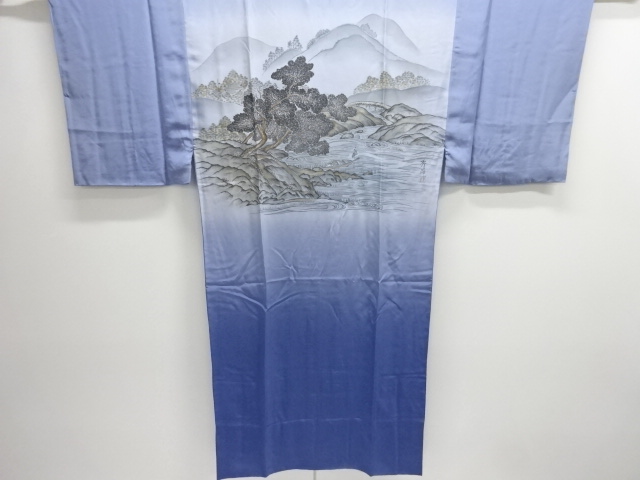 JAPANESE KIMONO FOR MEN / UNUSED JUBAN / MOUTAIN SCENERY 