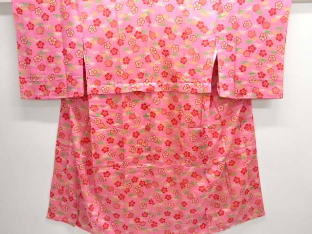 JAPANESE KIMONO / ANTIQUE MON KINSHA PLUM / BAMBOO PATTERN JUBAN