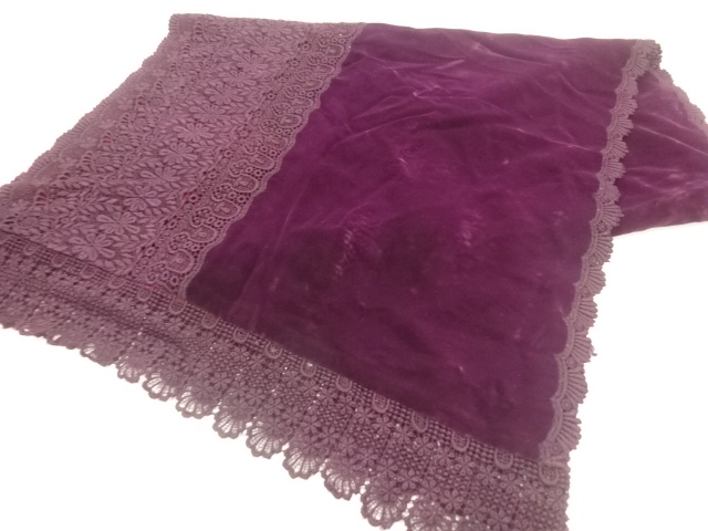 SALE!! JAPANESE KIMONO / VELVET LACE FLORAL PATTERN SHAWL