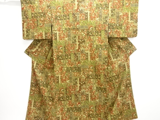 SALE!! JAPANESE KIMONO / KOMON / CHIRIMEN / FLORAL SARASA