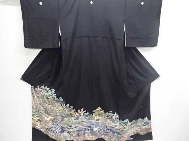 SALE!! JAPANESE KIMONO / TOMESODE / YUZEN / HOUSE SCENERY / ARTIST WORK 