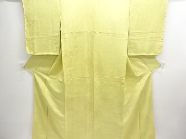 SALE!! JAPANESE KIMONO / UNUSED IROMUJI / WOVEN HOUSE SCENERY / ONE CREST 