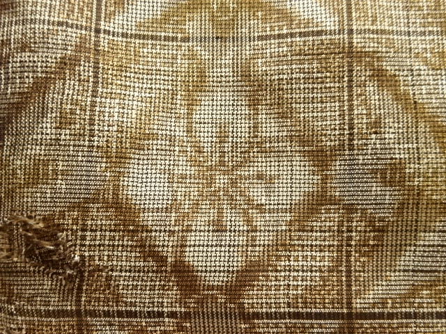 SALE!! JAPANESE KIMONO / ANTIQUE CHECKERED PATTERN / WOVEN- HANA-BISHI MOTIF 
