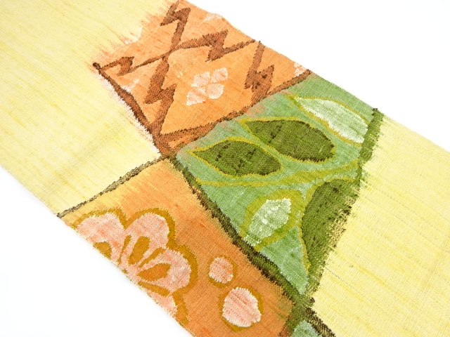 SALE!! JAPANESE KIMONO / ANTIQUE NAGOYA OBI / SILK / MAWATA TSUMUGI / WOVEN UME