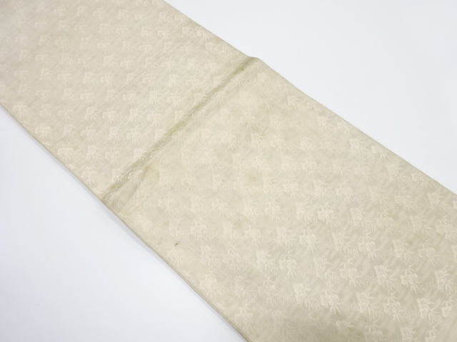 JAPANESE KIMONO / ANTIQUE MARU OBI / WOVEN KIKKO WITH PINE & BAMBOO