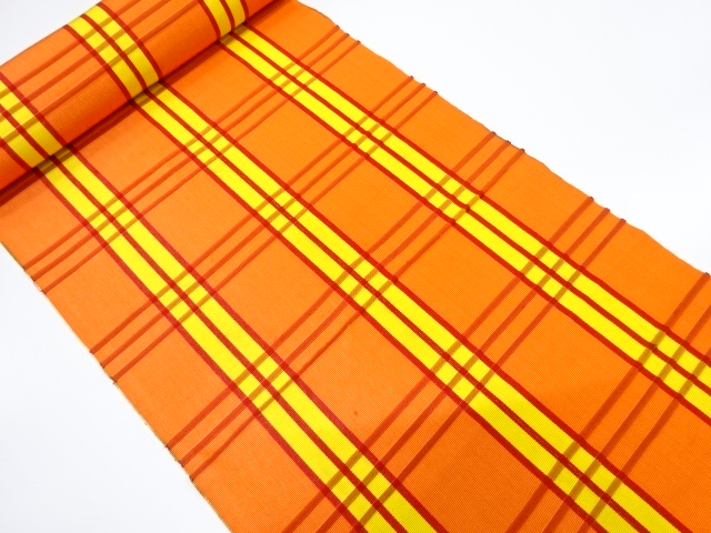 SALE!! JAPANESE KIMONO / ANTIQUE BOLT FOR HASSUN OBI / WOVEN GRID