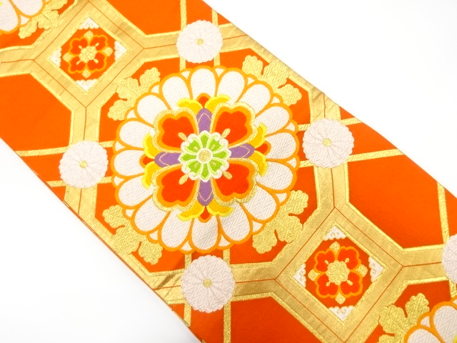 SALE!! JAPANESE KIMONO / ANTIQUE FUKURO OBI / SILK / WOVEN FLORAL SHOKKOMON