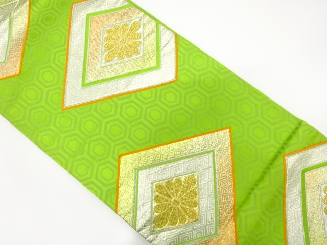 SALE!! JAPANESE KIMONO / ANTIQUE FUKURO OBI / SILK / WOVEN RHOMBUS