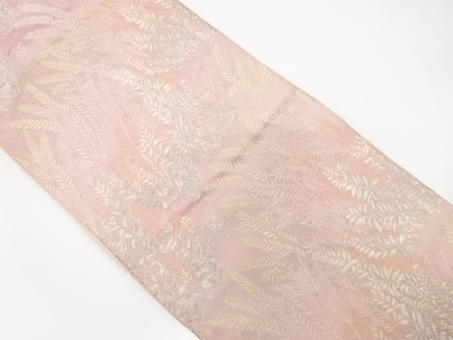 SALE!! JAPANESE KIMONO / ANTIQUE FUKURO OBI / SILK / WOVEN FLORAL PLANTS