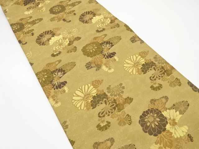 SALE!! JAPANESE KIMONO / ANTIQUE MARU OBI / SILK / WOVEN KIKU