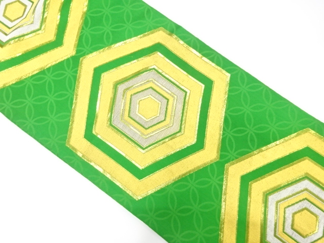 SALE!! JAPANESE KIMONO / ANTIQUE FUKURO OBI / SILK / WOVEN KIKKO PATTERN