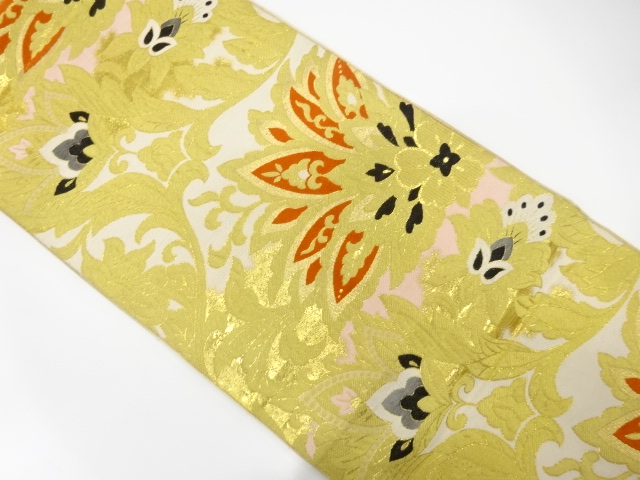 SALE!! JAPANESE KIMONO / ANTIQUE FUKURO OBI / WOVEN CHINESE FLOWERS