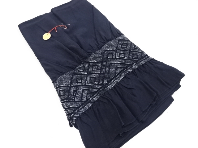JAPANESE HEKO OBI / FOR MEN / UNUSED / SHIBORI / GEOMETRIC
