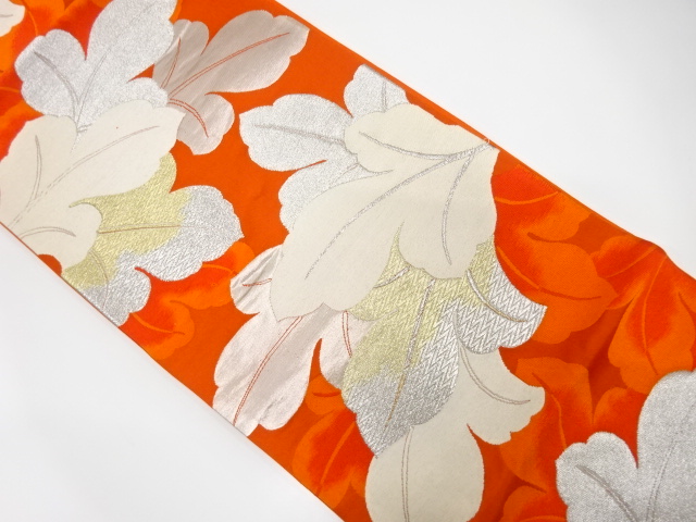 SALE!! JAPANESE KIMONO / ANTIQUE FUKURO OBI / SILK / WOVEN LEAVES