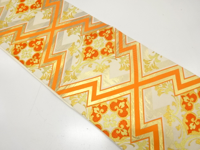 SALE!! JAPANESE KIMONO / ANTIQUE FUKURO OBI / SILK / WOVEN MATSUKAWABISHI / KAWASHIMA SELKON