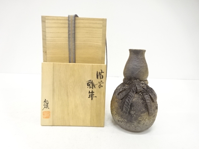 SALE!! JAPANESE TEA CEREMONY / BIZEN WARE HANAIRE FLOWER VASE / GOURD / ARTISAN WORK