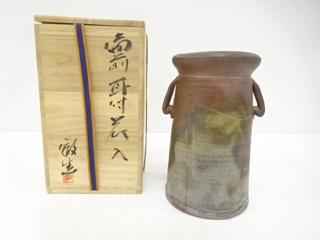 SALE!! JAPANESE TEA CEREMONY / BIZEN WARE HANAIRE FLOWER VASE / ARTISAN WORK