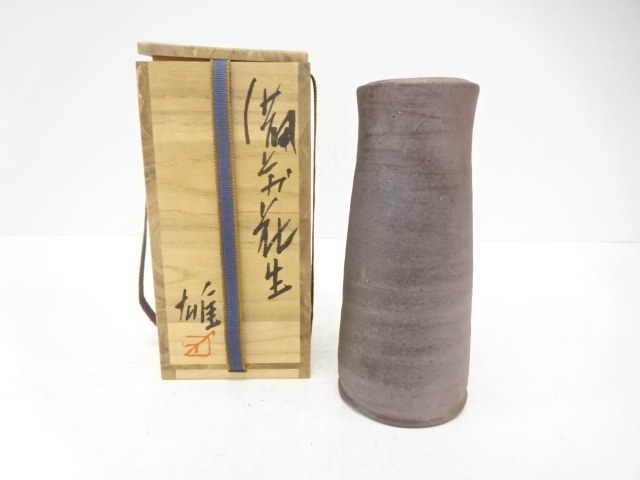 SALE!! JAPANESE POTTERY / BIZEN WARE FLOWER VASE / ARTISAN WORK