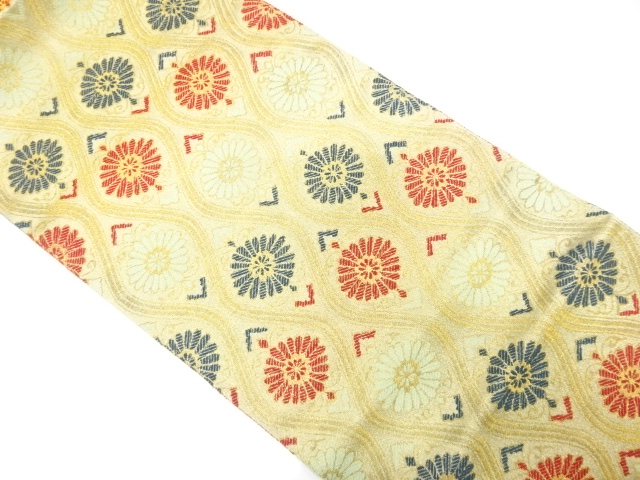 SALE!! JAPANESE KIMONO / ANTIQUE NAGOYA OBI / WOVEN KIKU