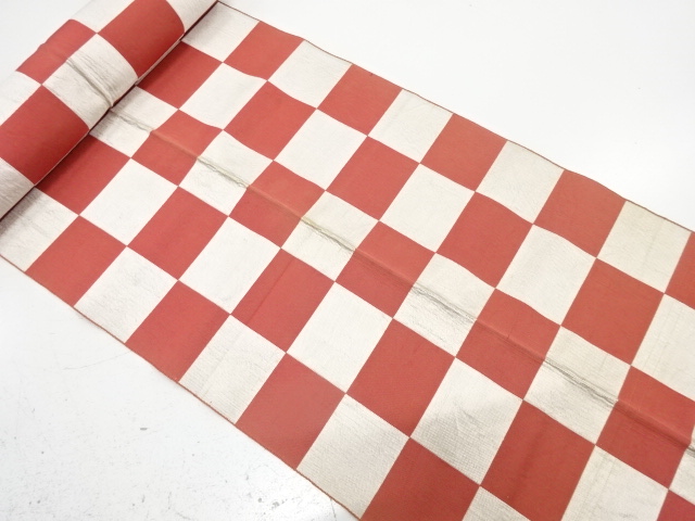 SALE!! JAPANESE KIMONO / ANTIQUE BOLT FOR HASSUN OBI / WOVEN CHECKERED