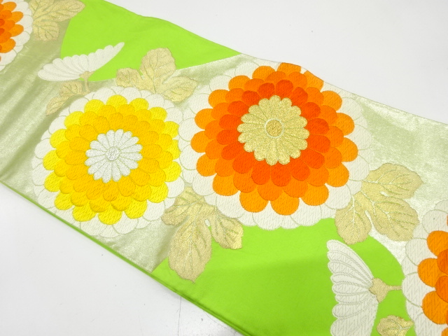 SALE!! JAPANESE KIMONO / ANTIQUE FUKURO OBI / SILK / WOVEN KIKU