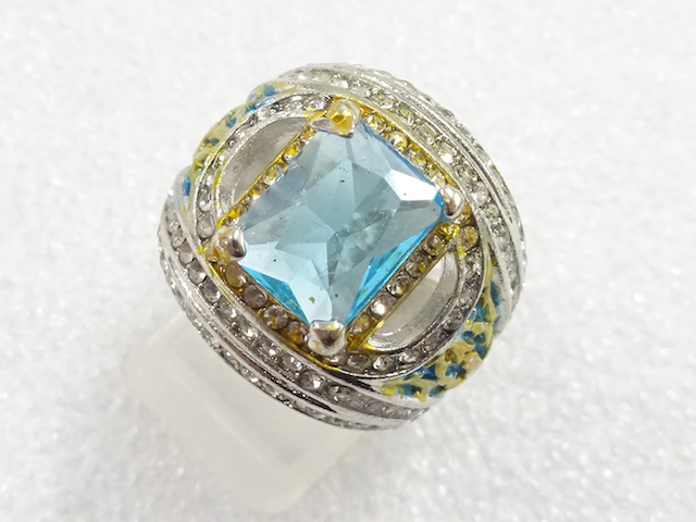 SALE!! JAPANESE KIMONO / ANTIQUE COLORED STONE RING (SIZE 14.5)