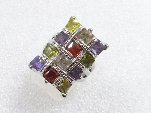 SALE!! COLORED STONE FASHION RING / JP SIZE 11