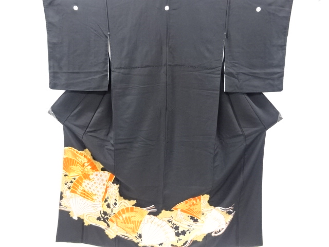 リサイクル　桧扇模様刺繍留袖(比翼付き)