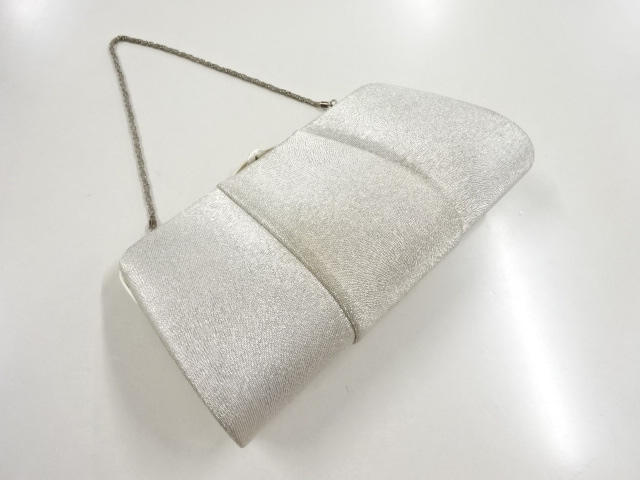 アンティーク　銀糸線描き模様織り出し和装バッグ