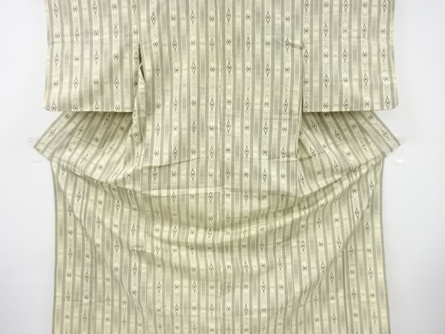 SALE!! JAPANESE KIMONO / ANTIQUE HITOE KIMONO / SILK / TSUMUGI / WOVEN STRIPE