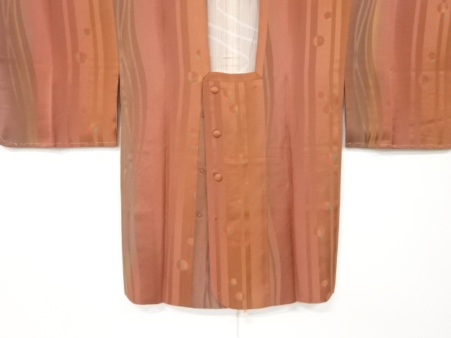 SALE!! JAPANESE KIMONO / VINTAGE UNUSED MICHIYUKI COAT / SILK / WOVEN WAVY STRIPE