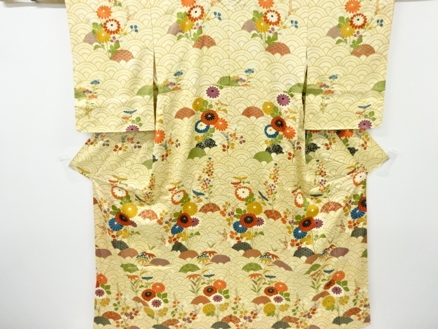 SALE!! JAPANESE KIMONO / VINTAGE TSUKESAGE HOMONGI / SILK / SEIGAIHA
